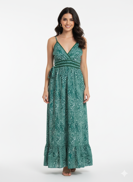 VESTIDO HINDU ANIMAL PRINT- SEDA - TALLA UNICA